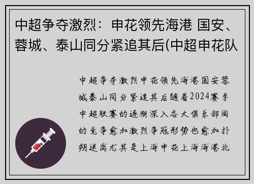 中超争夺激烈：申花领先海港 国安、蓉城、泰山同分紧追其后(中超申花队)